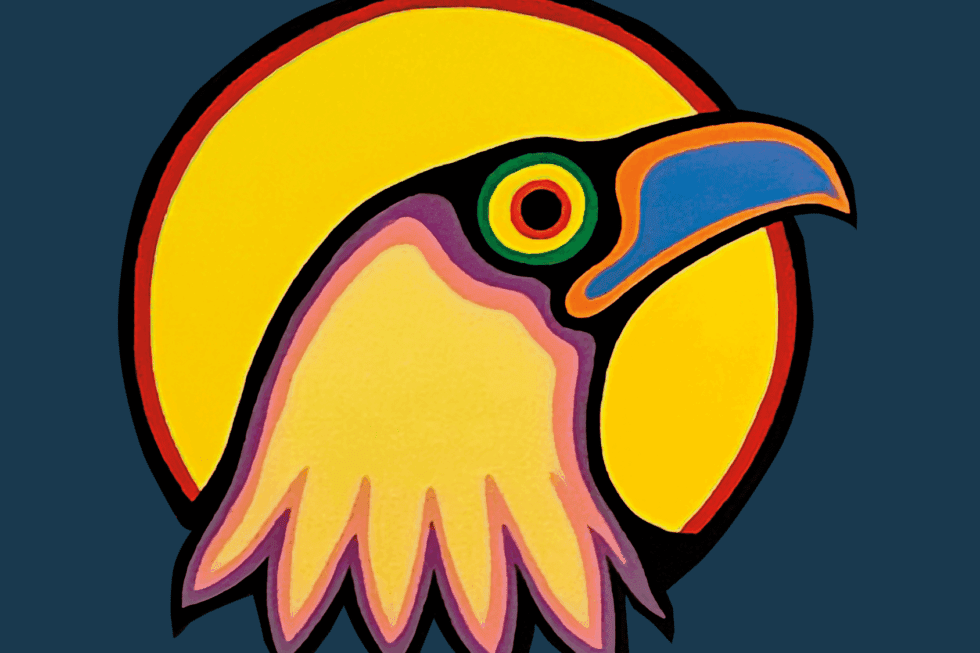 Eagle head with sun art